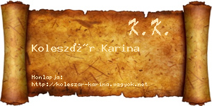 Koleszár Karina névjegykártya